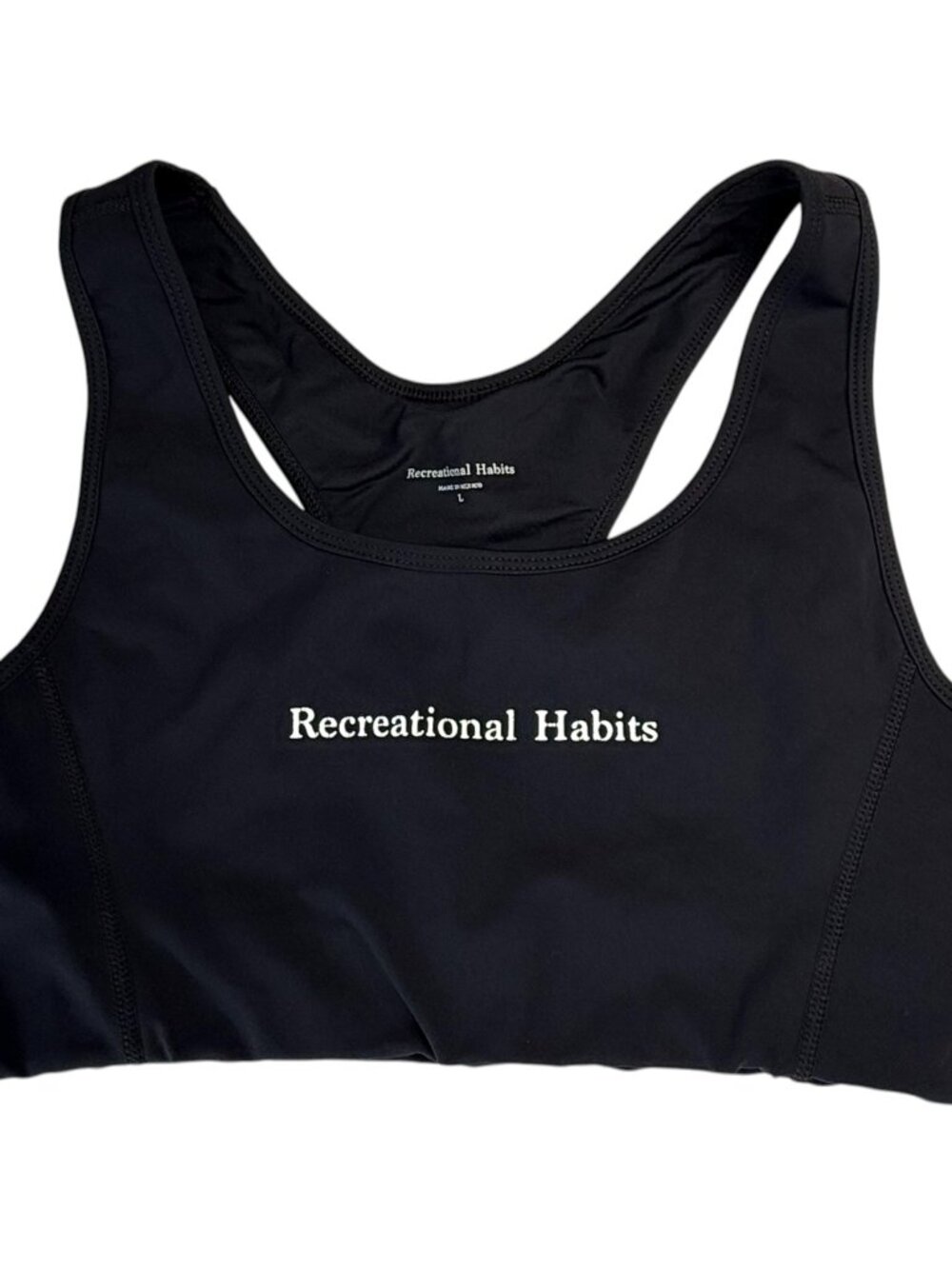 Recreational Habits Sports Bra Crop Top, Black. Size Women's Large